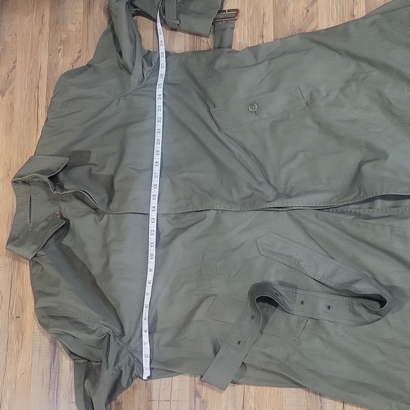 HERNO Army Green Made in Italy 100% Cotton Trench Coat -Leather Buckles - Picture 14 of 16